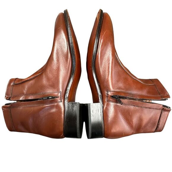 STAFFORD Never Worn Whiskey Brown Leather Ankle Zip Chelsea Boots Size 13 - Picture 7 of 17
